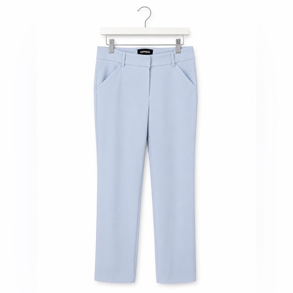 Express Pants - Express Pale Blue Mid-Rise Straight Trousers
